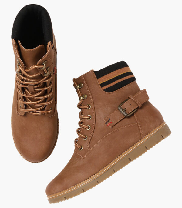 Women-Brown-Solid-Synthetic-Mid-Top-Flat-Boots-2