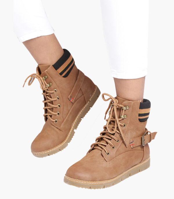 Women-Brown-Solid-Synthetic-Mid-Top-Flat-Boots